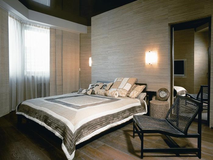 Дизайн современной спальни с обоями