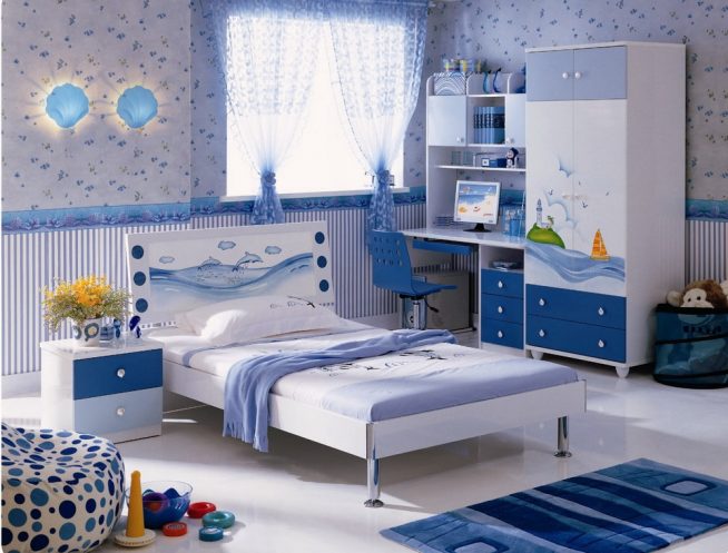 Цвет в детской комнате в морском стиле