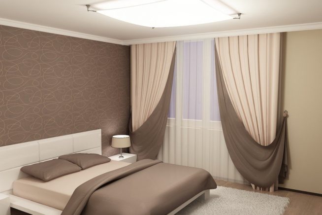 Дизайн спальни в коричнево-бежевых тонах